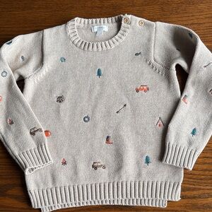Purebaby Australia 92% organic cotton 8% wool embroidered crewneck sweater EUC